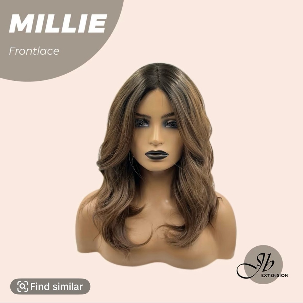 JBExtension Millie Frontlace Wig Brown 17 Inches Precut Dark Root Brunette